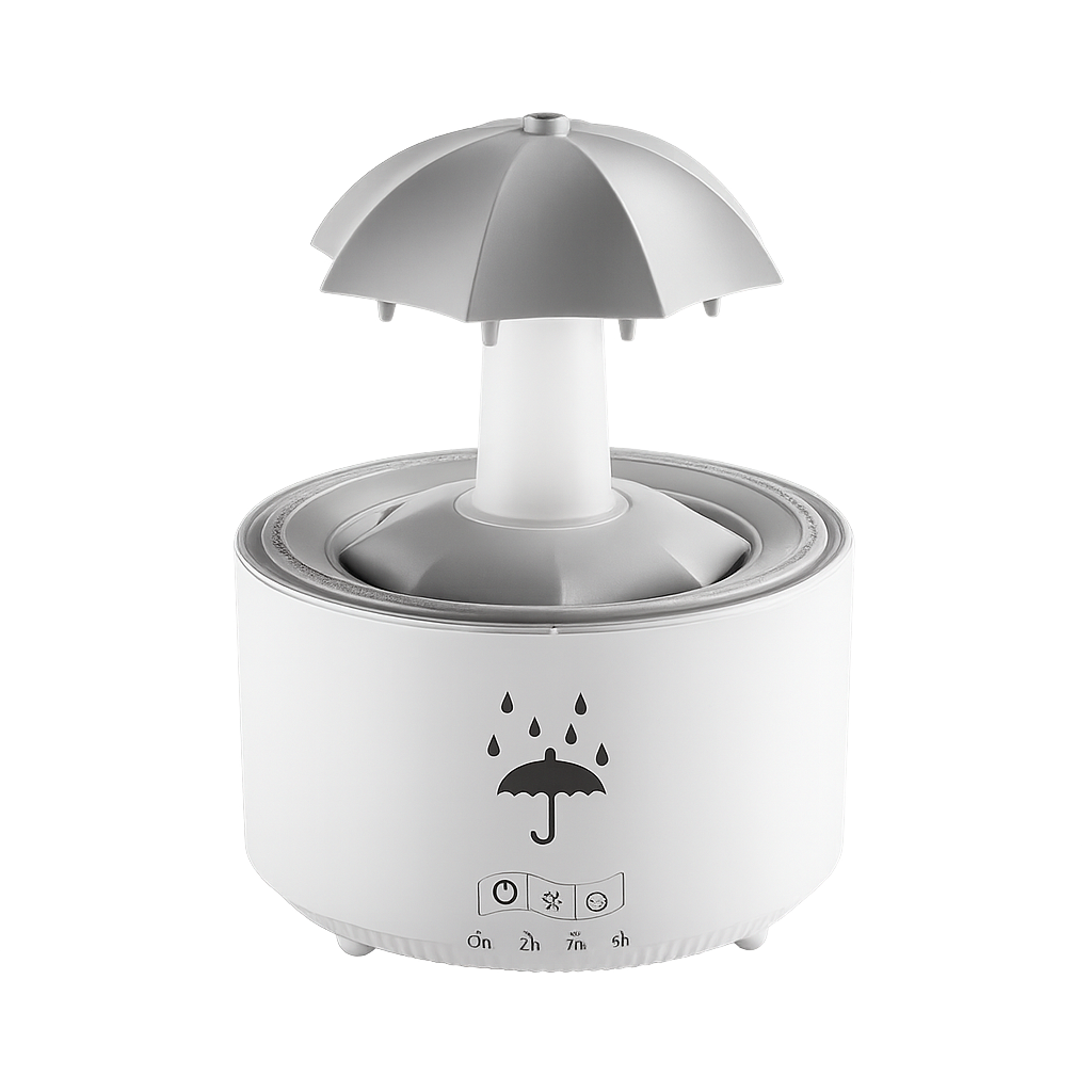 Yussentials™ Raindrop Aura Humidifier—Creative Aromatherapy Raindrop Humidifier with Rotating Umbrella Design