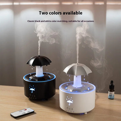 Yussentials™ Raindrop Aura Humidifier—Creative Aromatherapy Raindrop Humidifier with Rotating Umbrella Design