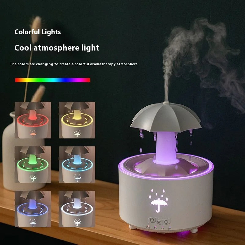Yussentials™ Raindrop Aura Humidifier—Creative Aromatherapy Raindrop Humidifier with Rotating Umbrella Design